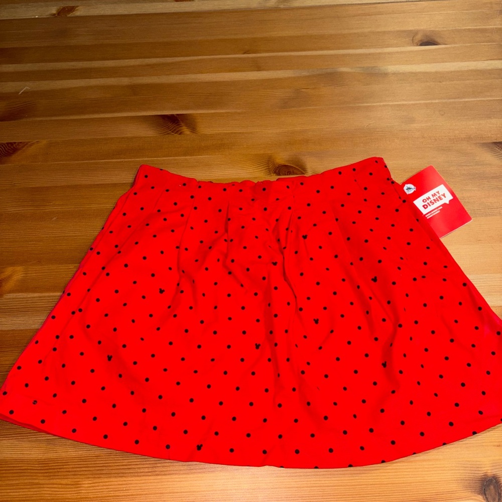 Oh My Disney Skirt Size Large Women's Skirt Pleated Polka Dots Mickey Red